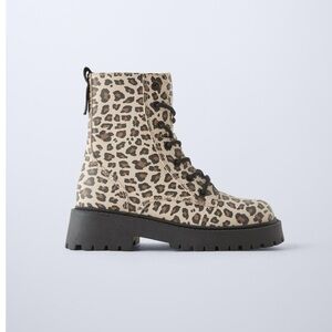 NWT Zara Size 3.5 big girl animal cheetah print ankle boots